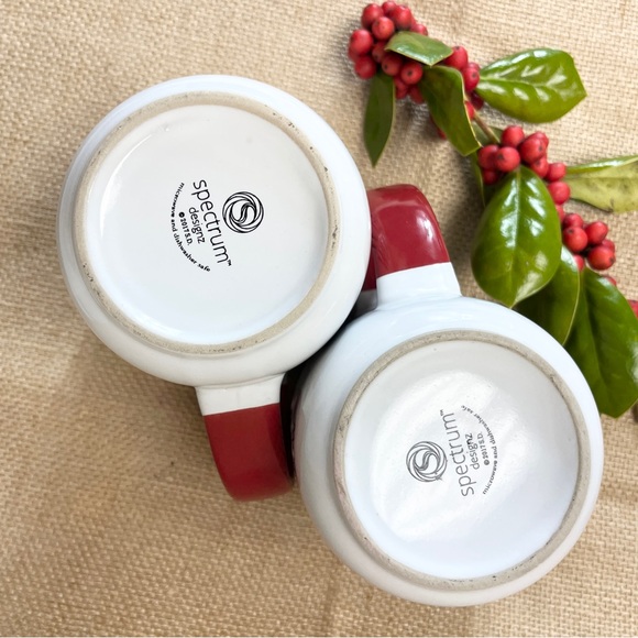 2017 Spectrum Mugs "Let It Snow" Snowman Mugs - Red and White Set of 2 - Picture 6 of 8